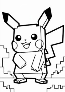 Minecraft Pikachu Coloring Sheet 2
