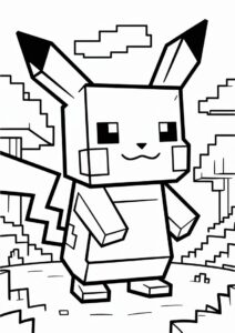 Minecraft Pikachu Coloring Sheet 4