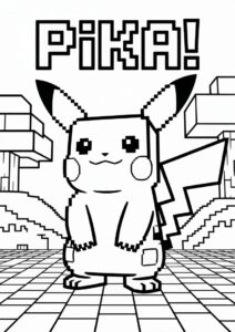 Minecraft Pikachu Coloring Sheet 5