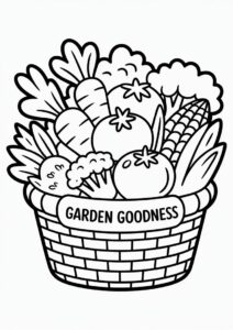 Mixed Vegetables In Basket Coloring Page 2
