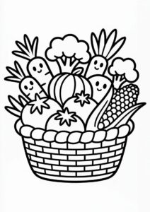 Mixed Vegetables In Basket Coloring Page 3