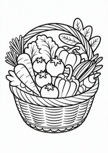 Mixed Vegetables In Basket Coloring Page 4