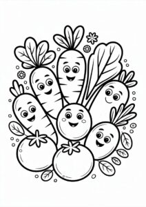 Mixed Vegetables Peppers Carrot Potato Coloring Sheet 2