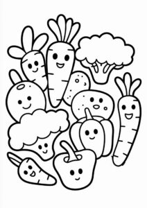 Mixed Vegetables Peppers Carrot Potato Coloring Sheet 3