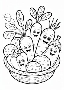 Mixed Vegetables Peppers Carrot Potato Coloring Sheet 4
