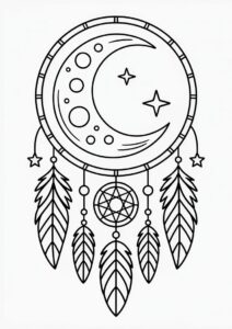 Moon Dreamcatcher Coloring Page 1