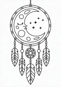 Moon Dreamcatcher Coloring Page 3