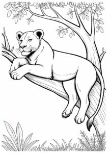Mumma Lion Resting On Tree 1