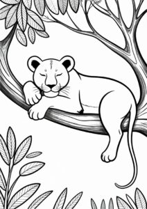 Mumma Lion Resting On Tree 4