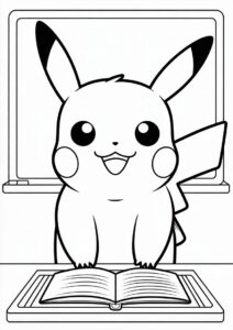 Nerdy Teacher Coloring Pages OF Pikachu At The Chalkboard For Kids 2