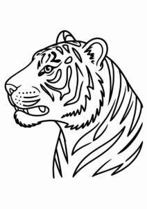 Outline Of Tiger Head Coloring Sheet 3