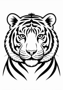 Outline Of Tiger Head Coloring Sheet 4