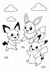 Pichu Eevee And Pikachu Playing Together 3