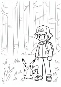 Pikachu And Ash In The Forest