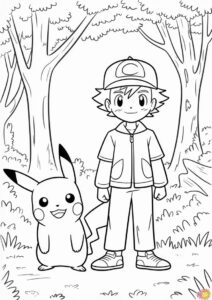 Pikachu And Ash In The Forest 1
