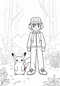 Pikachu And Ash In The Forest 4