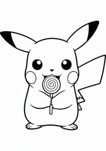 Pikachu Eating Lollipop Coloring In 3