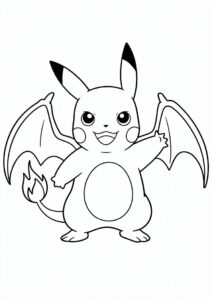 Pikachu In Charizard Costume Coloring Sheet 4