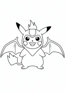 Pikachu In Charizard Costume Coloring Sheet 6