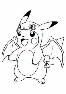 Pikachu In Charizard Costume Coloring Sheet 8
