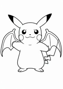 Pikachu In Charizard Costume Coloring Sheet 9