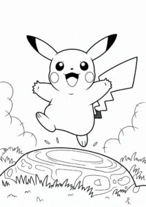 Pikachu Jumping Coloring Sheet 3