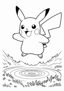 Pikachu Jumping Coloring Sheet 6