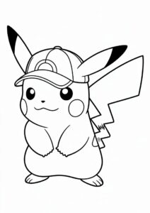 Pikachu Wearing Cap On Fighting Stance Coloring In 2