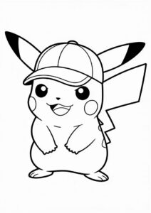 Pikachu Wearing Cap On Fighting Stance Coloring In 4