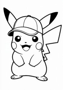 Pikachu Wearing Cap On Fighting Stance Coloring In 5