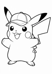 Pikachu Wearing Cap On Fighting Stance Coloring In 6