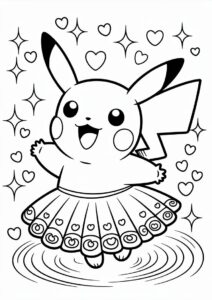 Pikachu Wearing Dress Coloring In 1