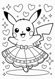 Pikachu Wearing Dress Coloring In 3
