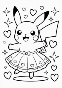 Pikachu Wearing Dress Coloring In 4