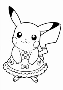 Pikachu Wearing Dress Coloring In 5