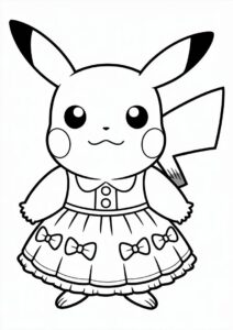 Pikachu Wearing Dress Coloring In 6