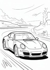 Porsche Coloring Page 6T3 Angled View 1