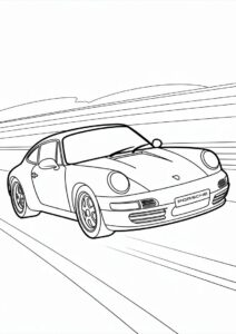 Porsche Coloring Page 6T3 Angled View 2