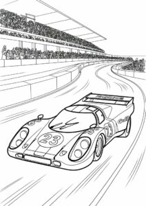 Porsche Coloring Page 917 RCR Gulf On Race Track 1