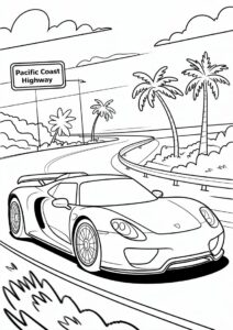 Porsche Coloring Page 918 Spyder On The Road 1
