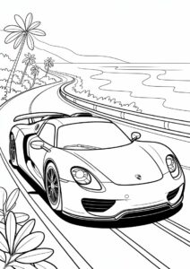 Porsche Coloring Page 918 Spyder On The Road 2