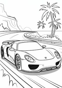 Porsche Coloring Page 918 Spyder On The Road 3