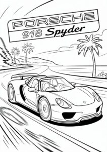 Porsche Coloring Page 918 Spyder On The Road 4