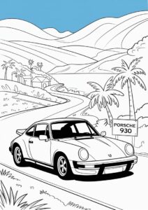 Porsche Coloring Page 930 Driving On Road 1