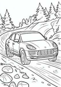 Porsche Coloring Page Macan Off Roading 1