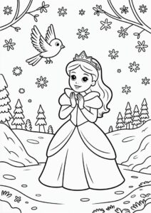 Princess Coloring Page Of Anime Rapunzel With Butterflies 5