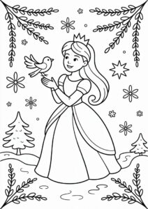 Princess Coloring Page Of Anime Rapunzel With Butterflies 6