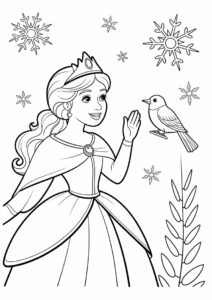 Princess Coloring Page Of Anime Rapunzel With Butterflies 7