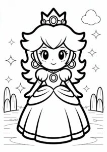 Princess Coloring Page Of Chibi Princess Peach 1