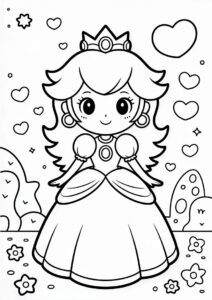 Princess Coloring Page Of Chibi Princess Peach 2